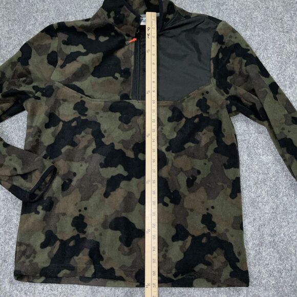 Sweater Mens  M Green Black Camo 1/4 Zip Pull Over Outdoors Sweatshirt Casual - Picture 4 of 10
